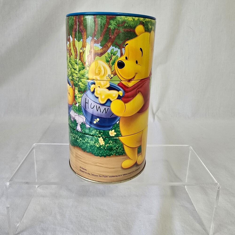 Disney Winnie the Pooh Tin Coin Piggy Bank Pull Apart 6" x 3.25" Multi-Color